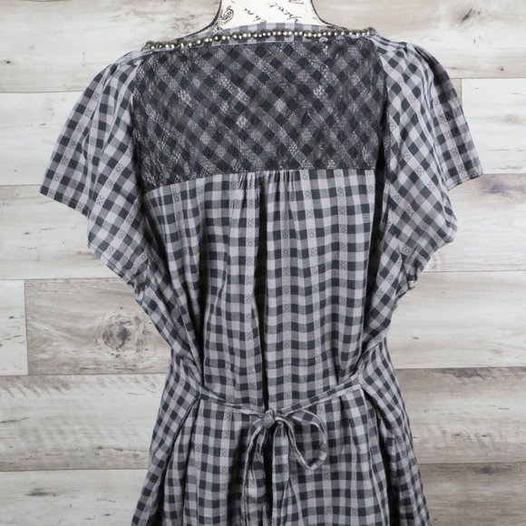 Faith 21*Women's Short Sleeve Pullover Split V-Neck Studded Tie Back Waist~ XL - Picture 4 of 13